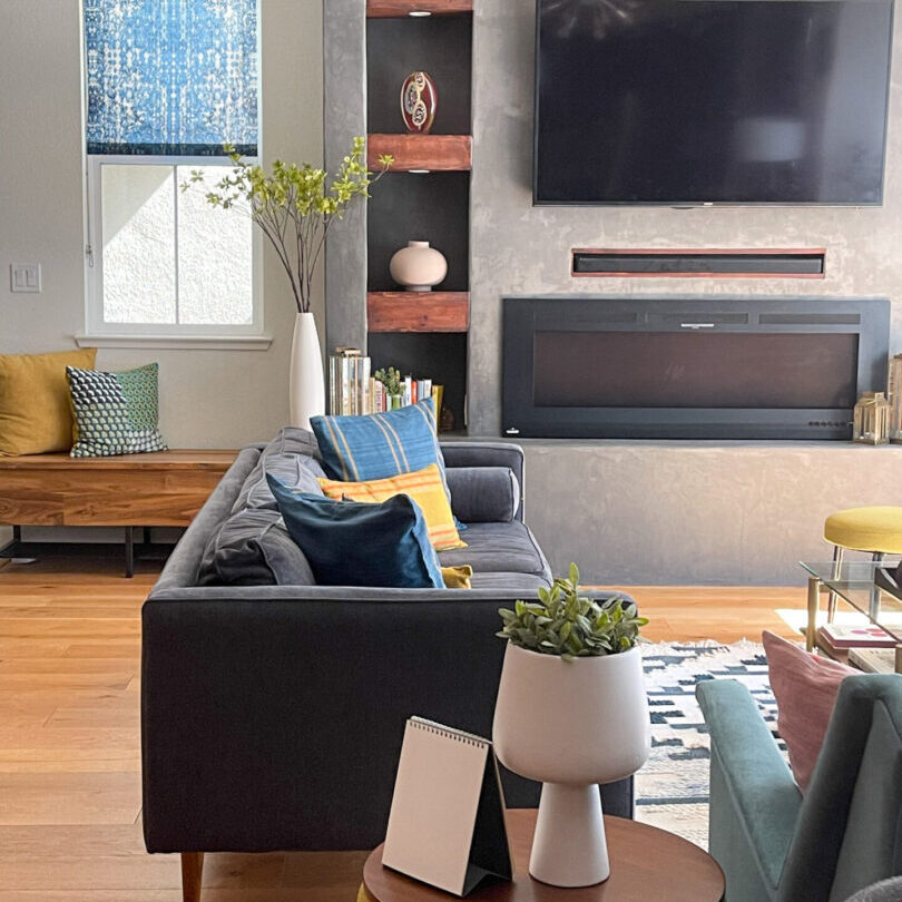 Living room design by SF Bay Area Interior Designer Kshama Shah